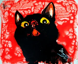 Livlig portrett av en svart katt