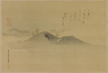 Evergreens på fjerne åser, Edo-perioden, 1665.