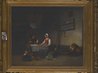 Interiørscene, ukjent dato (olje på tre)