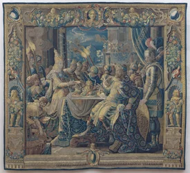 Cleopatra underholder Anthony, ca. 1640 (ull og silke)