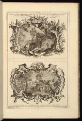 Trykk, design for to kartonger, 1745