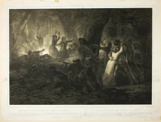 Befrielsen av døtrene til Daniel Boone og Callaway, plate to fra Histoire des Premiere Colons d#39;Amerique