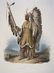 Mato-Tope, en mandan-høvding, gravert av J. Hurliman, utgitt i 1839