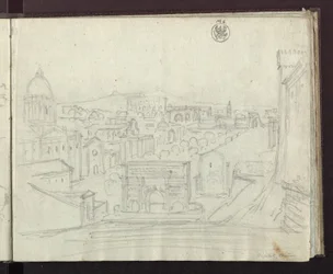 Utsikt østover fra Kapitol i Roma over Forum med Septimius Severus