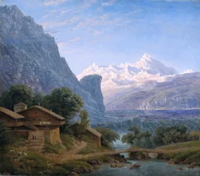 Utsikt over Mont Blanc - Karl Friedrich Schinkel (1781-1841). Olje på lerret