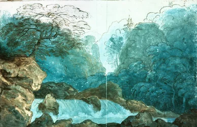 Foss i en skog, scenografisk utkast til en oppsetning av Undine