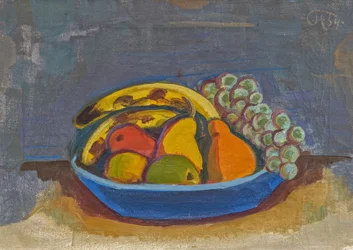 Blå skål med frukt