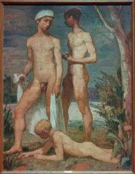 Tre badende ungdommer
