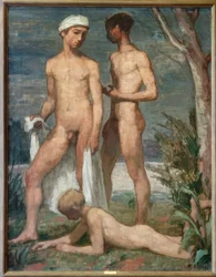 Tre badende ungdommer