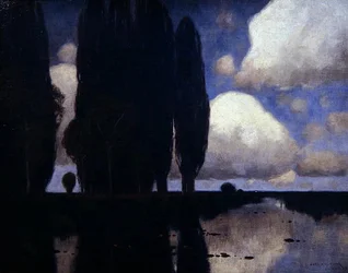 Rhineland Scene (olje på lerret)