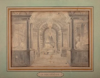 Napoleon på jobb i biblioteket i Chateau de Malmaison, ca. 1806