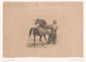Hest og stående mann i osmanske klær Hester og ryttere (serietittel)