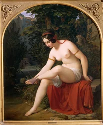 Nymfebading, av Heinrich Karl Anton Mucke (1806-1891)
