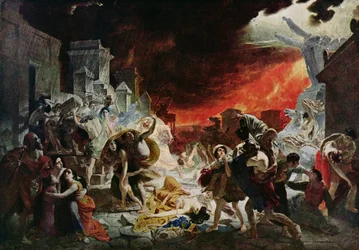 Ødeleggelsen av Pompeii i 79 e.Kr. (farge litho)