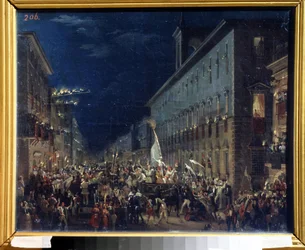 Politisk manifestasjon i Roma (Italia) - Maleri av Karl Pavlovich Briullov (Briullov) (1799-1852) - Olje på lerret, 37 x 46 cm