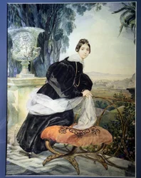 ""Portrett av storhertuginnen av Russland Elisabeth Saltykova (1802-1863)"" Maleri av Karl Pavlovich Briullov (Briullov) (1799-1852) 1833-1835 Statens russiske museum, St. Petersburg