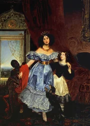Portrett av grevinne Julia Samoilova med stedatteren Amazillia Pacini og en svart gutt, 1832-1834