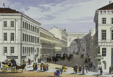 Millionnaya Street og Kotomin House i St. Petersburg, første halvdel av 1800-tallet.