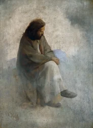 Selvportrett som Kristus, av Diefenbach, Karl Wilhelm (1851-1913). Olje på lerret