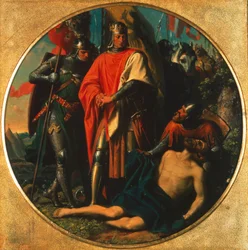 Rudolf I av Habsburg ved liket av Ottokar nær Dürnkrut 1278