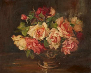 Rosa roser (olje på lerret)