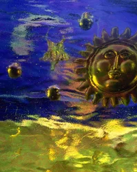 Blå og gull sol