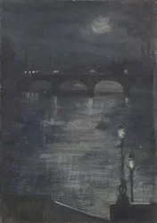 Måneskinn på Themsen, London
