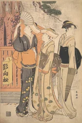 Tre kvinner ved foten av et furutre, ca. 1790.