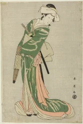 Skuespiller Nakamura Noshio II som Tonase i «Modell for Kana-kalligrafi: Skattkammeret til de 47 lojale tjenerne» («Kanadehon chûshingura»)