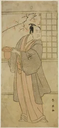 Skuespilleren Kataoka Nizaemon VII som Yoshidaya Kizaemon i stykket Edo Sunago Kichirei Soga, fremført på Miyako-teateret i den første måneden, 1795