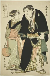 Sumobryteren Kurogumo Otozô med tehusservitøren Naniwa Okita