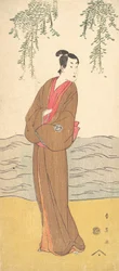 The Third Segawa Kikunojo as Hisamatsu Standing on the Bank, ca. 1795.