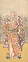 Uidentifisert skuespiller fra Ichikawa-linjen i rollen som Hige no Ikyu, ca. 1795.