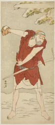 Skuespiller Onoe Matsusuke I som en mendicant munk i quot;Courtesan: Kerria Roses at Idequot; (quot;Keisei Ide no yamabukiquot;)