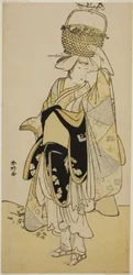 Skuespilleren Ichikawa Yaozo III som Shiragiku i dansesekvensen «Shinobu Uri» i stykket Hatsuhana Mimasu Soga, fremført på Nakamura-teatret i den første måneden, 1785