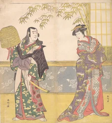 Kabuki ac and rs Sawamura Sojuro God idé d Sanogawa Ichimatsu Godt medlem Ahko r Te-sans miro r for r. . . , 1788.