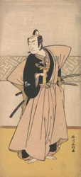 Skuespilleren Ichikawa Omezo som en samurai med to sverd, 1743-1812.