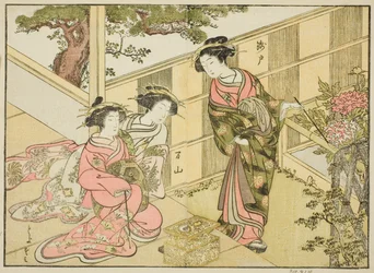 Courtesans of the Chojiya, fra boken "A Comparison of Beauties of the Green Houses: A Mirror of Their Forms (Seiro bijin awase sugata kagami)," vol. 1
