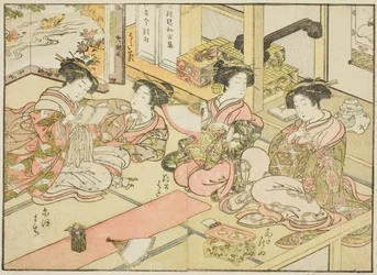 Courtesans of the Ogiya, fra boken "Mirror of Beautiful Women of the Pleasure Quarters (Seiro bijin awase sugata kagami)," vol. 1