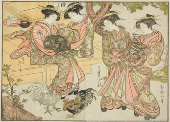 Courtesans of the Ogiya, fra boken "Mirror of Beautiful Women of the Pleasure Quarters (Seiro bijin awase sugata kagami)," vol. 1