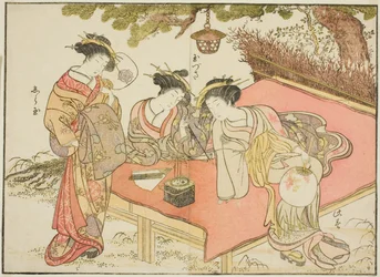 Kurtisaner fra Yadaya, fra boken "Mirror of Beautiful Women of the Pleasure Quarters (Seiro bijin awase sugata kagami)," vol. 1