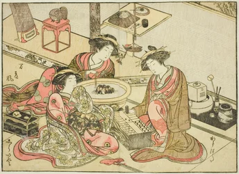 Kurtisaner fra Yamashiroya, fra boken "Mirror of Beautiful Women of the Pleasure Quarters (Seiro bijin awase sugata kagami)," vol. 2