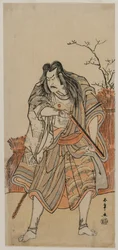 Nakajima Kanzaemon som en herre forkledd som en jeger med en rifle, ca. tidlig på 1780-tallet.