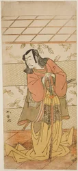 Skuespilleren Ichikawa Danjuro V som Ashiya Doman i stykket Kikyo-zome Onna Urakata, fremført på Morita Theatre i den syvende måneden, 1776