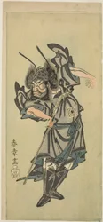 Skuespiller Ichikawa Danzo III som Shoki the Demon-Killer i stykket "Date Moyo Kumo Ni Imazuma"