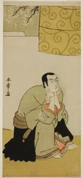 Skuespilleren Ichikawa Monnosuke II som buddhistmunk i skuespillet Edo no Hana Mimasu Soga, fremført på Nakamura Theatre i den fjerde måneden, 1783