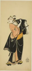 Skuespiller Ichikawa Raizo I som Hanakapado no Sukeroku i stykket "Hitokidori Harutsuge Soga"