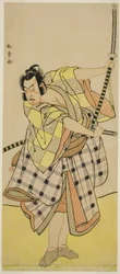 Skuespilleren Ichikawa Yaozo II som Sakura-maru i stykket Sugawara Denju Tenarai Kagami, fremført på Ichimura Theatre i den syvende måneden, 1776