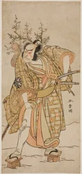 Skuespilleren Nakamura Nakazo I som Matano no Goro i stykket Hana-zumo Genji Hiiki, fremført på Nakamura Theatre i den ellevte måneden, 1775
