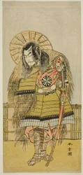 Nakamura Nakazo I som Takechi Jubei Mitsuhide i stykket Shusse Taiheiki, fremført på Nakamura Theatre i den åttende måneden,